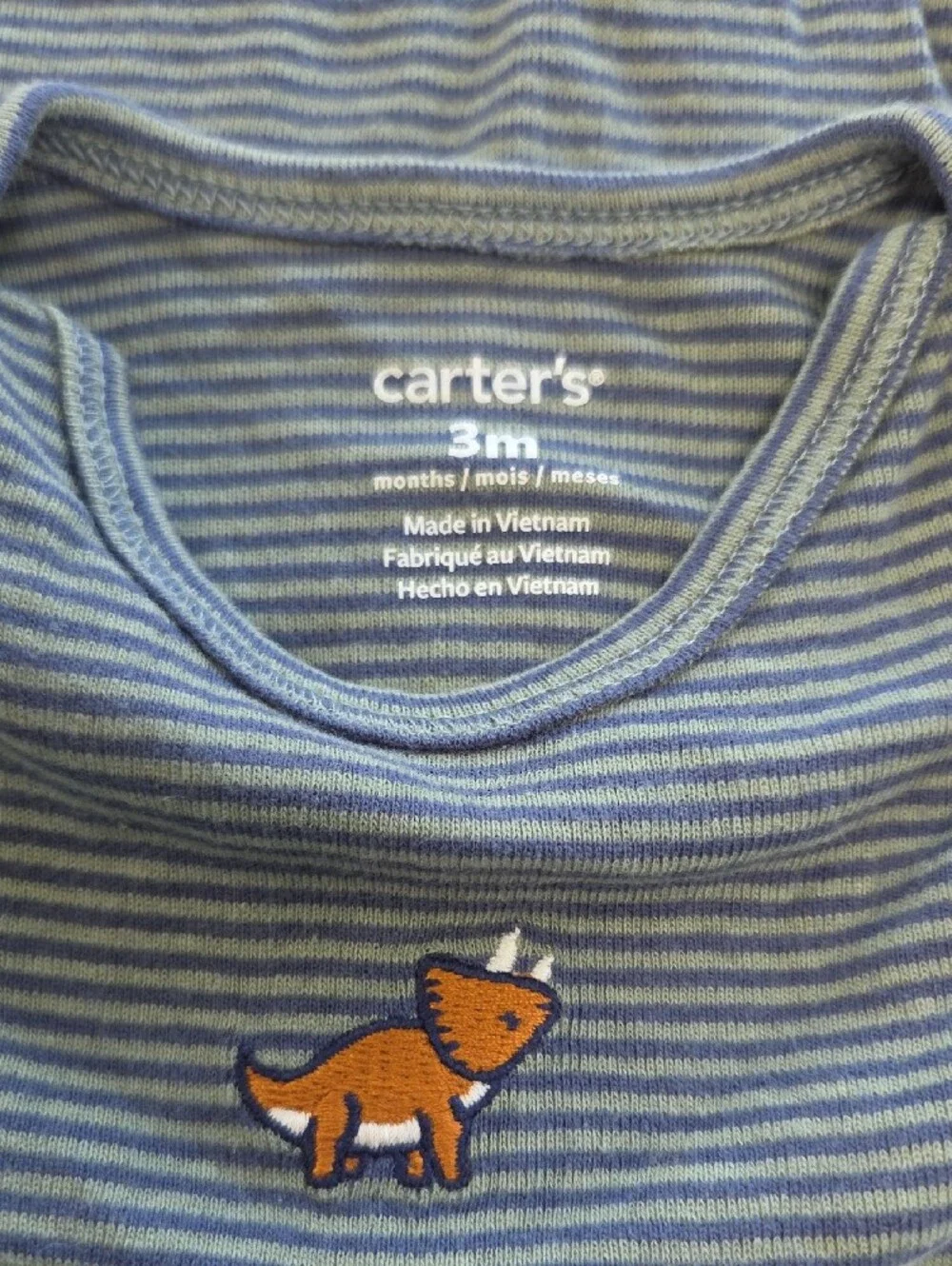 Carter's Striped Green Fox Bodysuit with Navy Pants Sz 3m